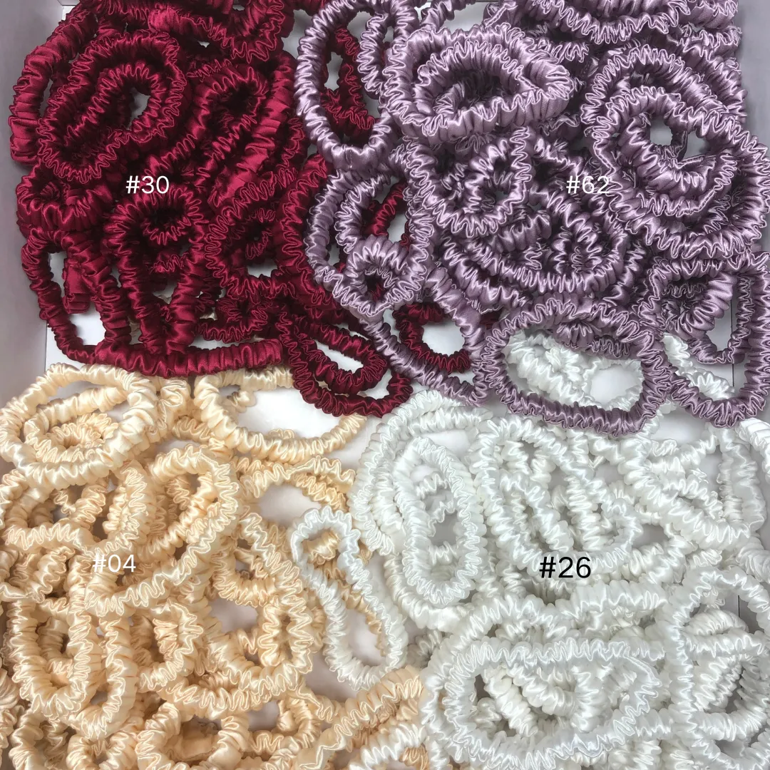 Wine Red silk scrunchies mini