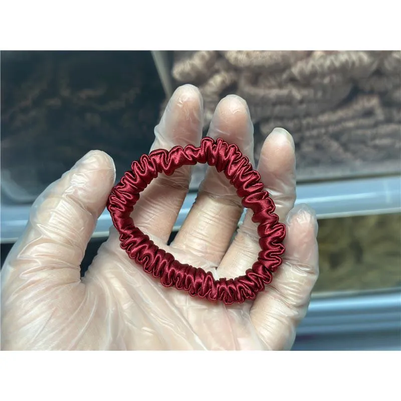 Wine Red silk scrunchies mini