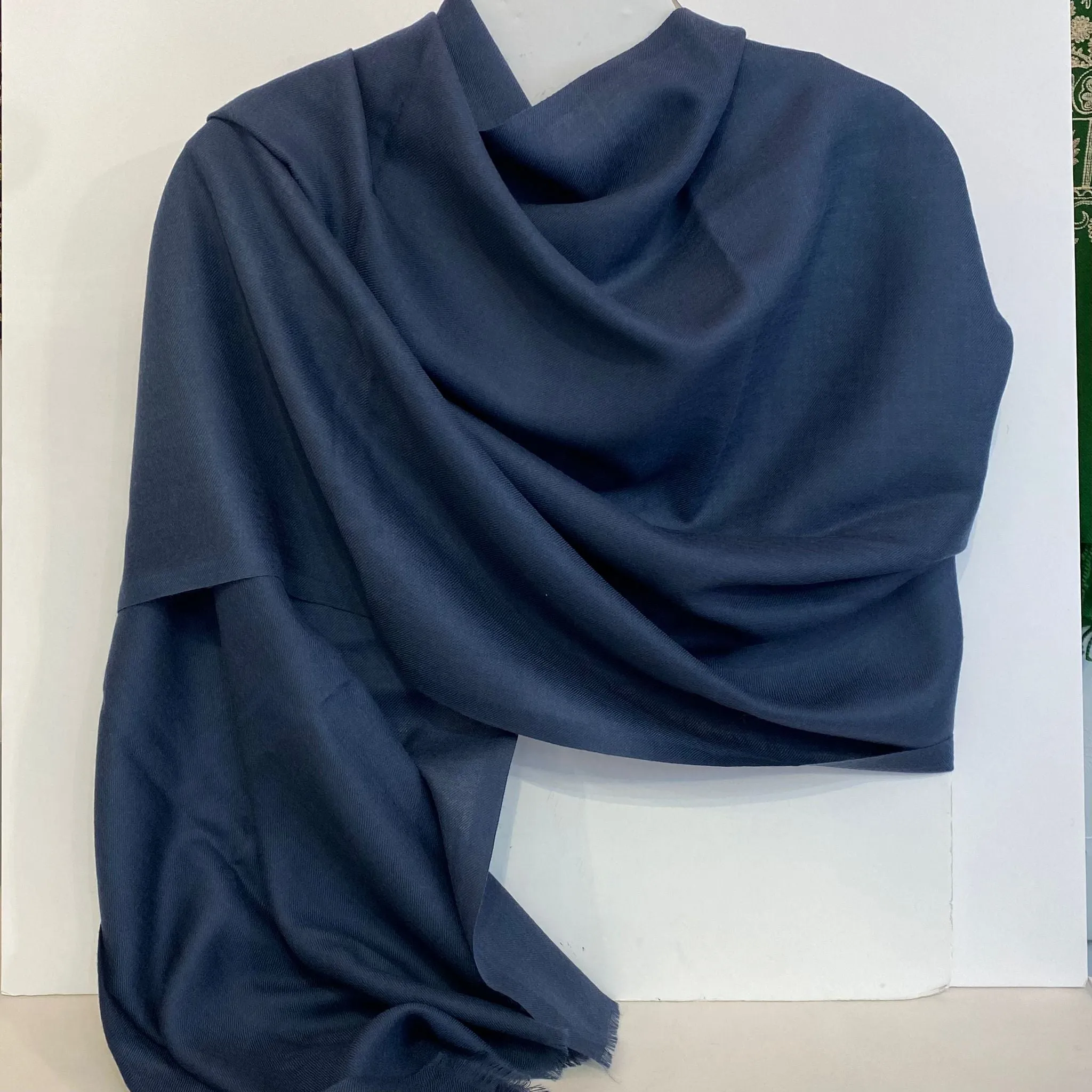 Wool and Silk Scarf - Petrol Blue