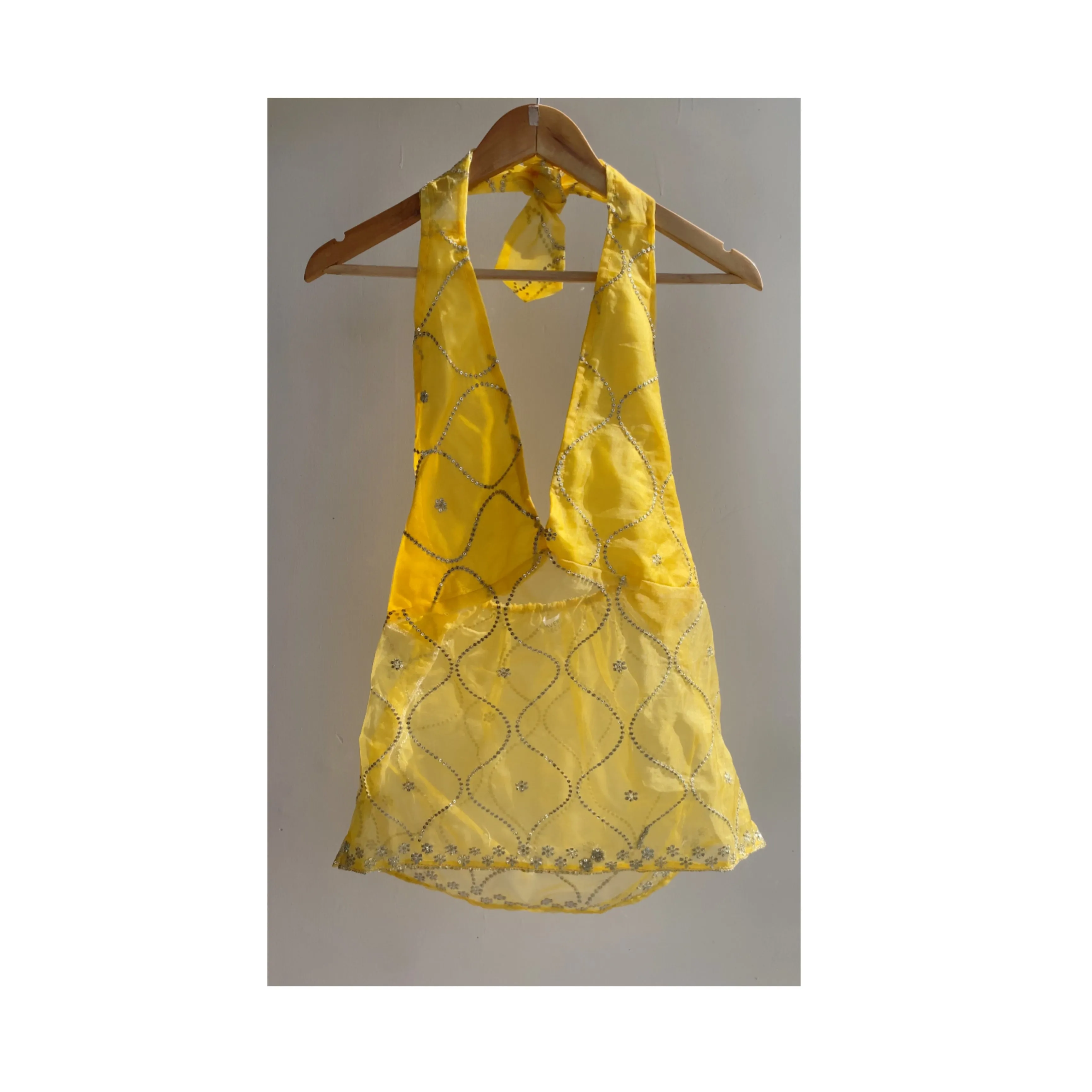 Yellow jalli sequins top