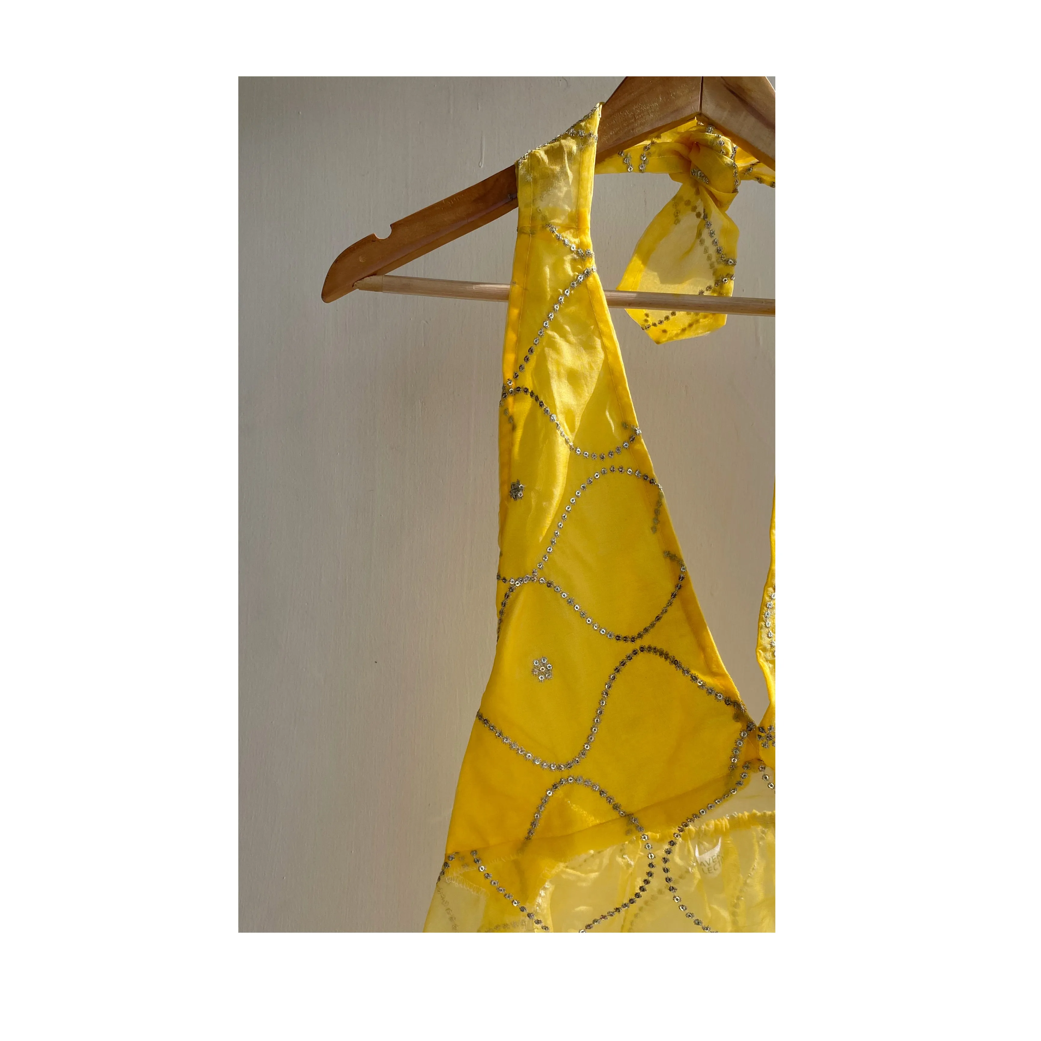 Yellow jalli sequins top