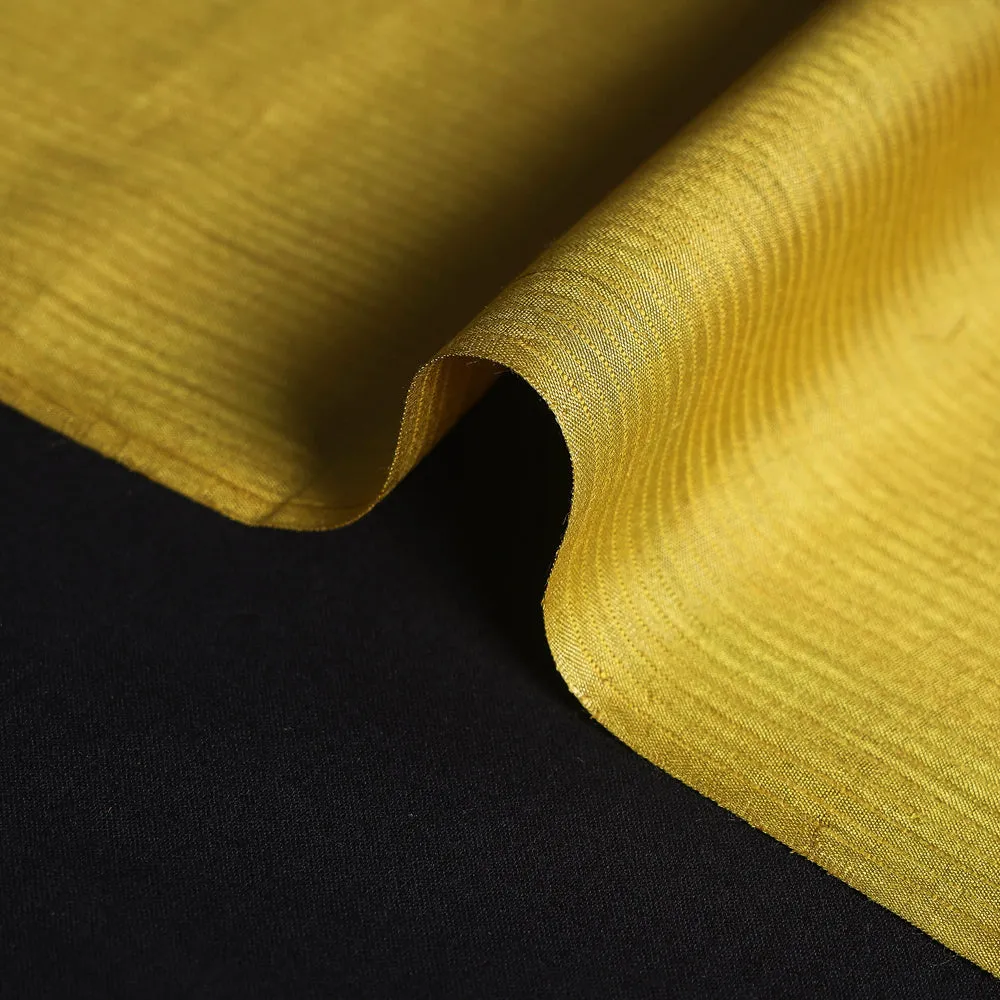 Yellow Vidarbha Tussar Silk Checks Handloom Fabric