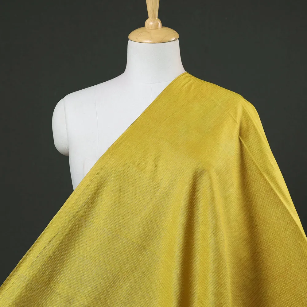 Yellow Vidarbha Tussar Silk Checks Handloom Fabric