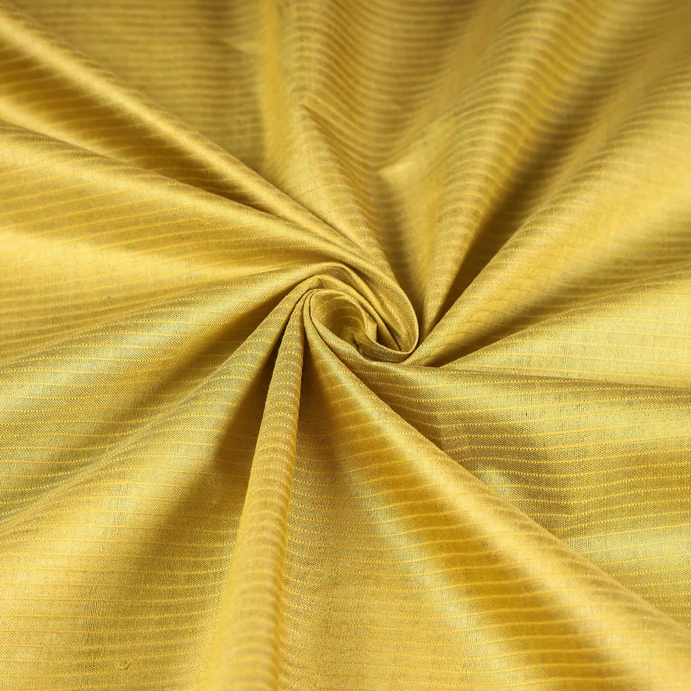 Yellow Vidarbha Tussar Silk Checks Handloom Fabric