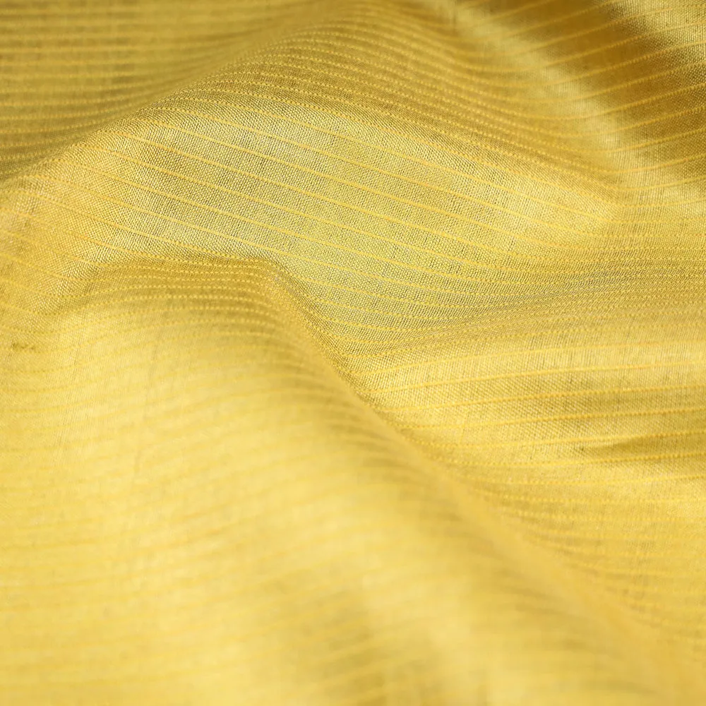 Yellow Vidarbha Tussar Silk Checks Handloom Fabric