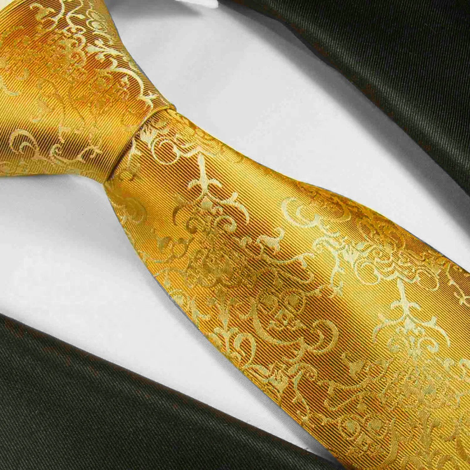 Yellow Vines Silk Men's Necktie by Paul Malone