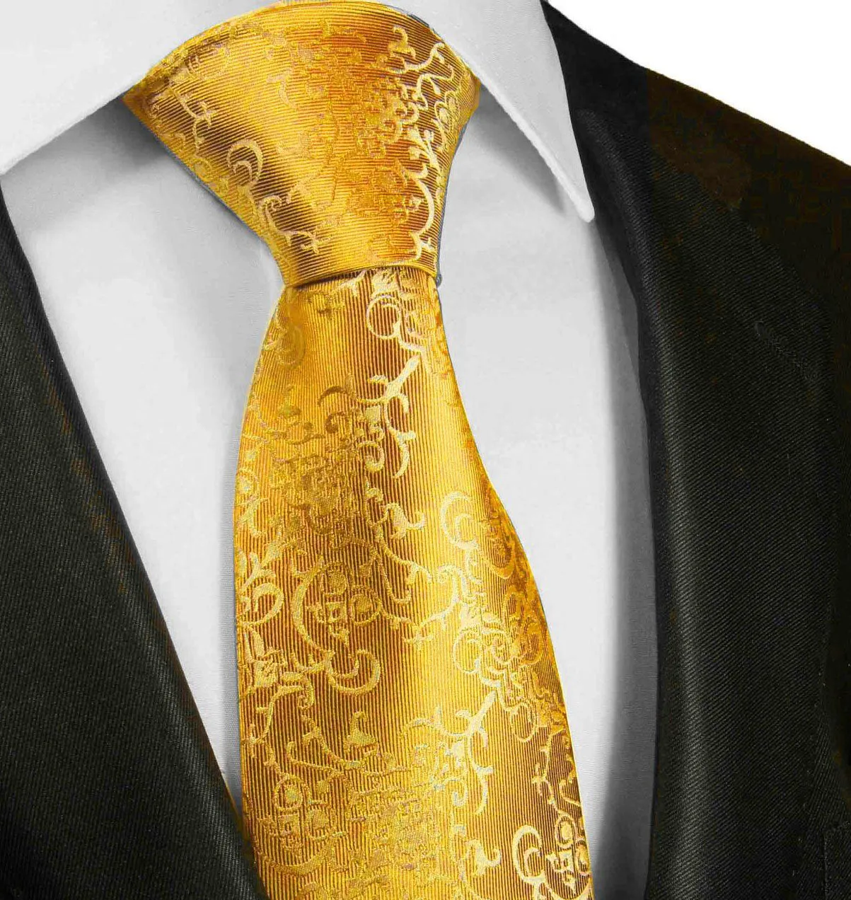 Yellow Vines Silk Men's Necktie by Paul Malone